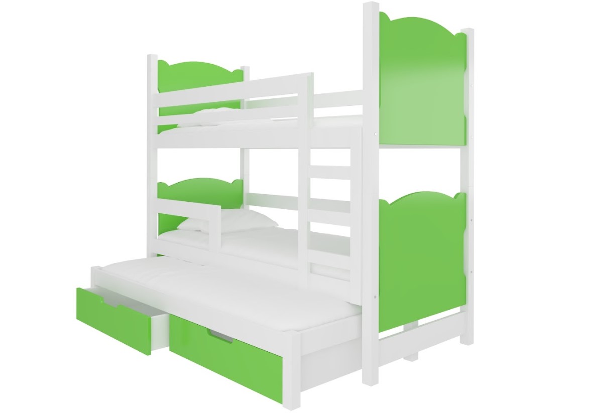 ArtAdrk Dětská patrová postel LETICIA Barva: bílá / zelená