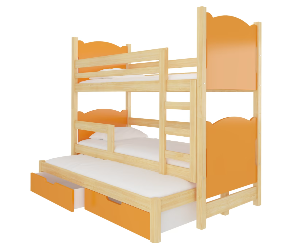 ArtAdrk Dětská patrová postel LETICIA Barva: borovice / oranžová