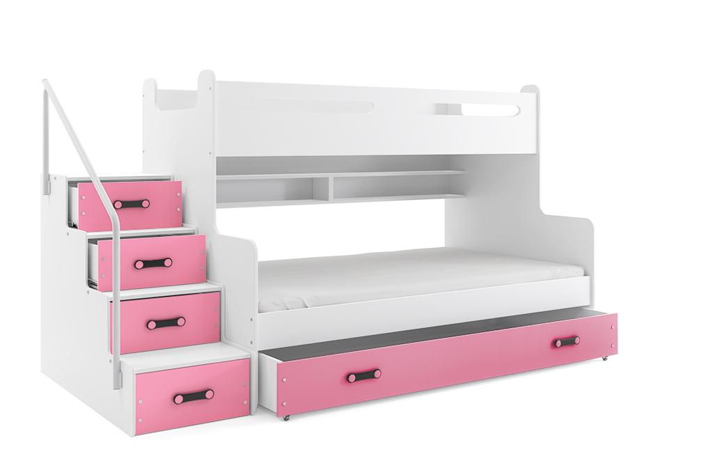 Levně BMS Dětská patrová postel MAX 3 Barva: Růžová