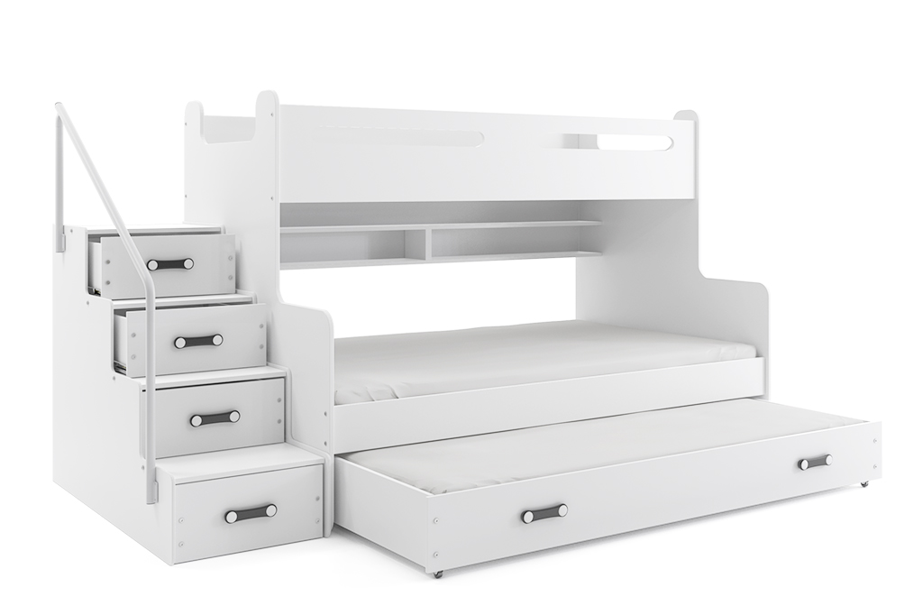 Levně BMS Dětská patrová postel s přistýlkou MAX 3 Barva: Bílá