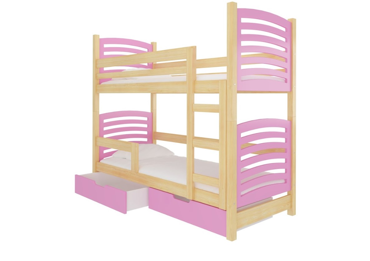 ArtAdrk Dětská patrová postel OSUNA Barva: Borovice / růžová
