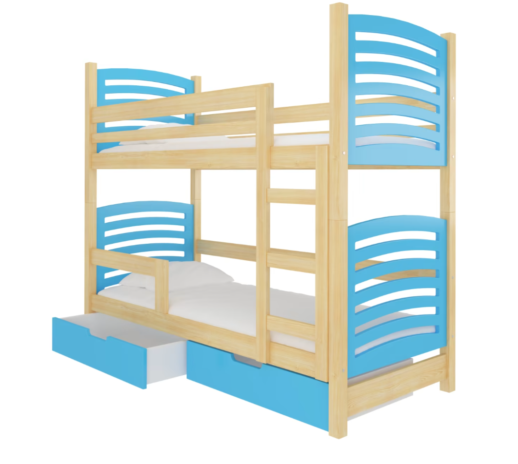 ArtAdrk Dětská patrová postel OSUNA Barva: Borovice / modrá