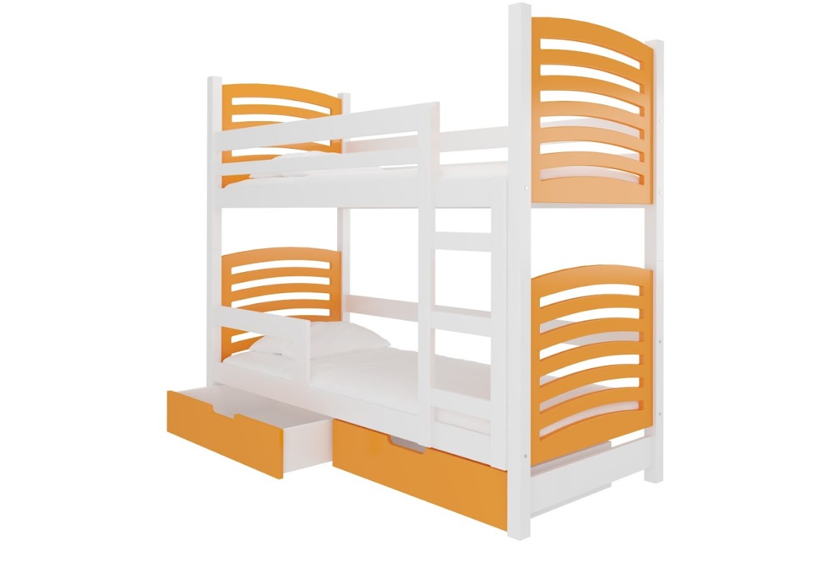 Levně ArtAdrk Dětská patrová postel OSUNA Barva: Bílá / oranžová