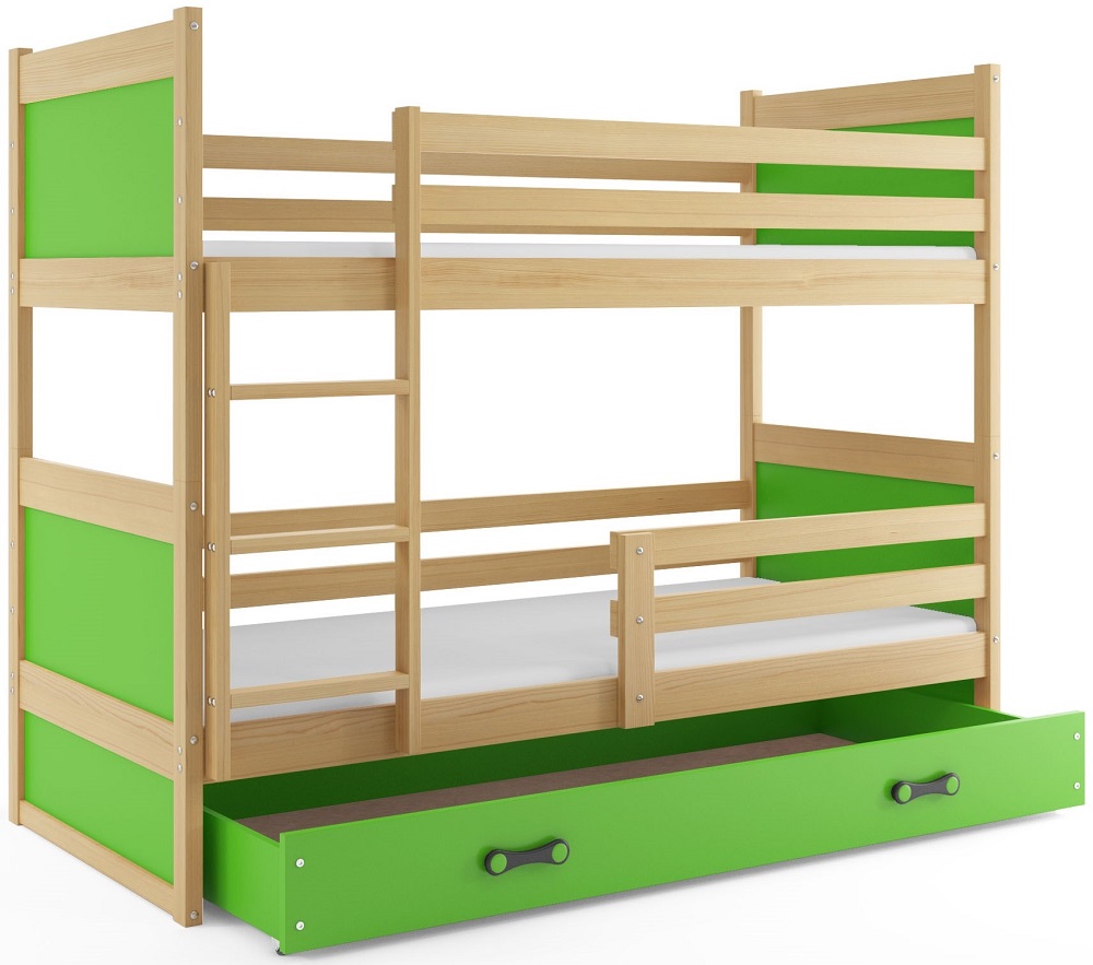 Levně BMS Dětská patrová postel RICO | borovice 80 x 160 cm Barva: Zelená