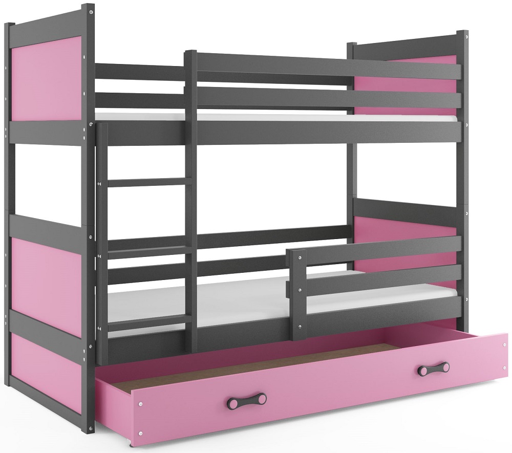 BMS Dětská patrová postel RICO | šedá 80 x 190 cm Barva: Růžová