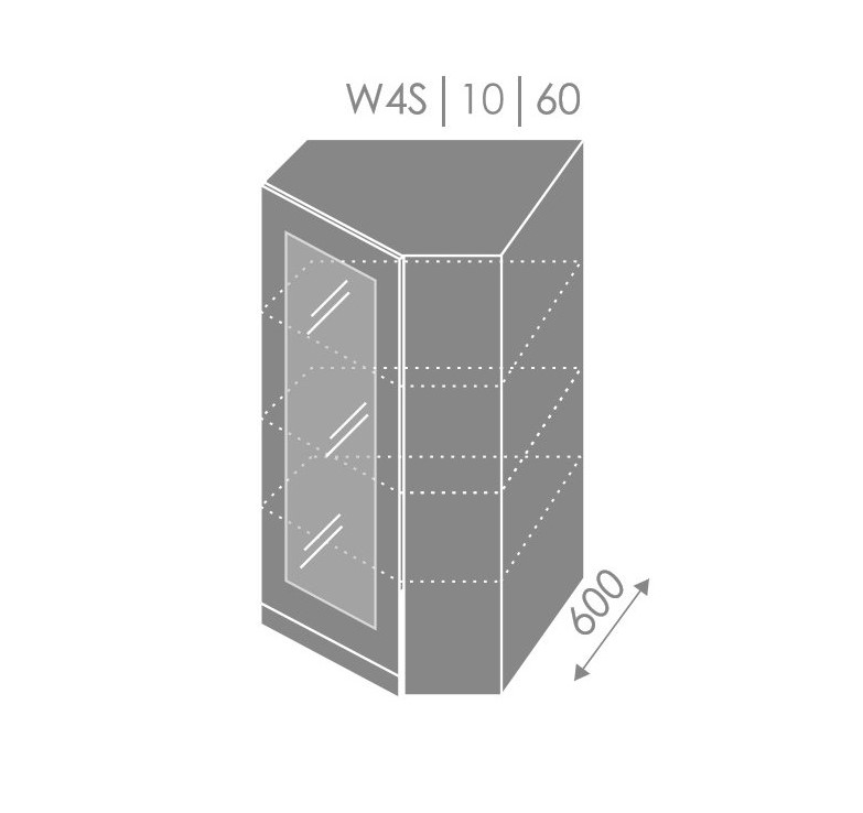 Levně ArtExt Kuchyňská linka Brerra - lesk Kuchyně: Horní rohová skříňka W4S/10/60/(ŠxVxH) 60 x 96 x 60 cm