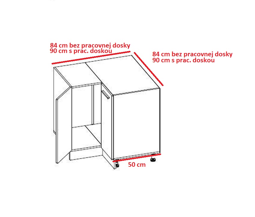 Levně ArtExt Kuchyňská linka Brerra - lesk Kuchyně: Rohová spodní skříňka D12/90/(ŠxVxH) 84x82x84 cm