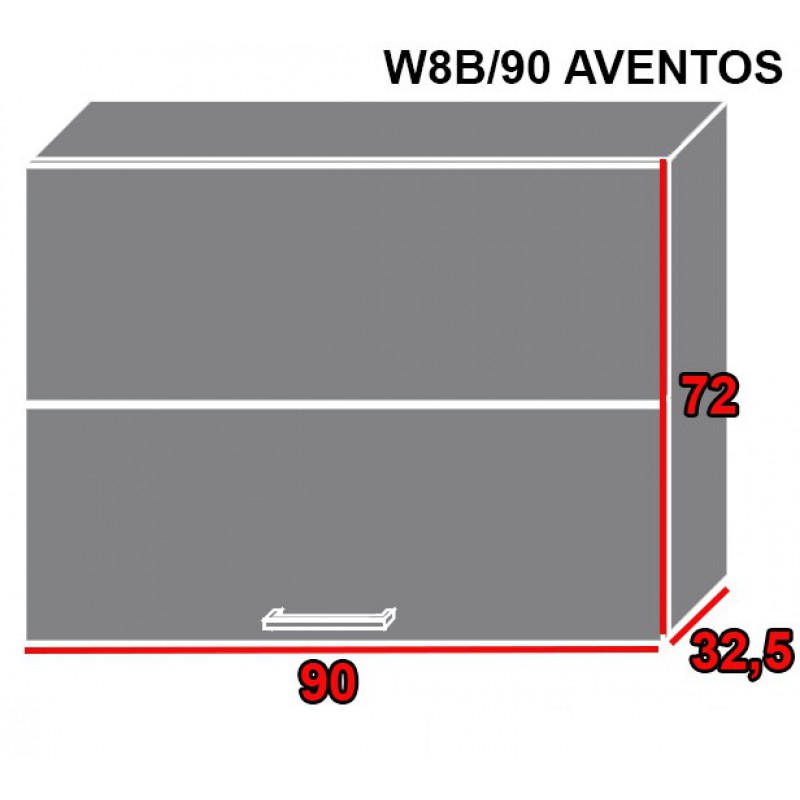 ArtExt Kuchyňská linka Brerra - mat Kuchyně: Horní skříňka W8B/90 AVENTOS/korpus grey, lava, bílá (ŠxVxH) 90 x 72 x 32,5 cm