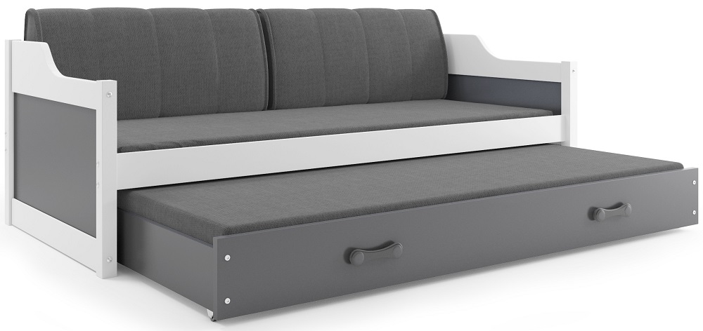 BMS Dětská postel s přistýlkou DAWID | bílá 90 x 200 cm Barva: Šedá