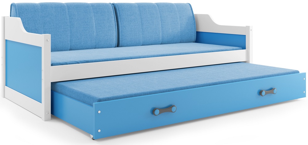 Levně BMS Dětská postel s přistýlkou DAWID | bílá 90 x 200 cm Barva: Modrá