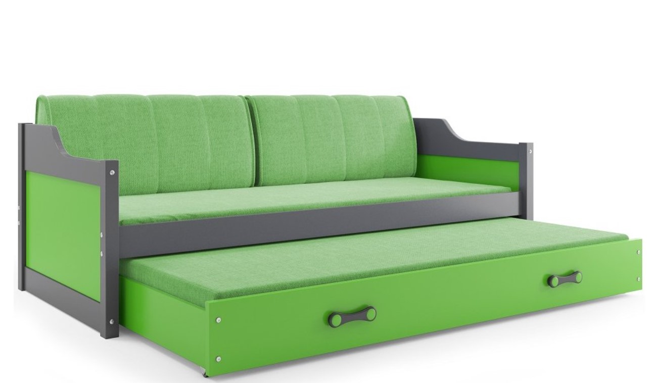 Levně BMS Dětská postel s přistýlkou DAWID | šedá 90 x 200 cm Barva: Zelená