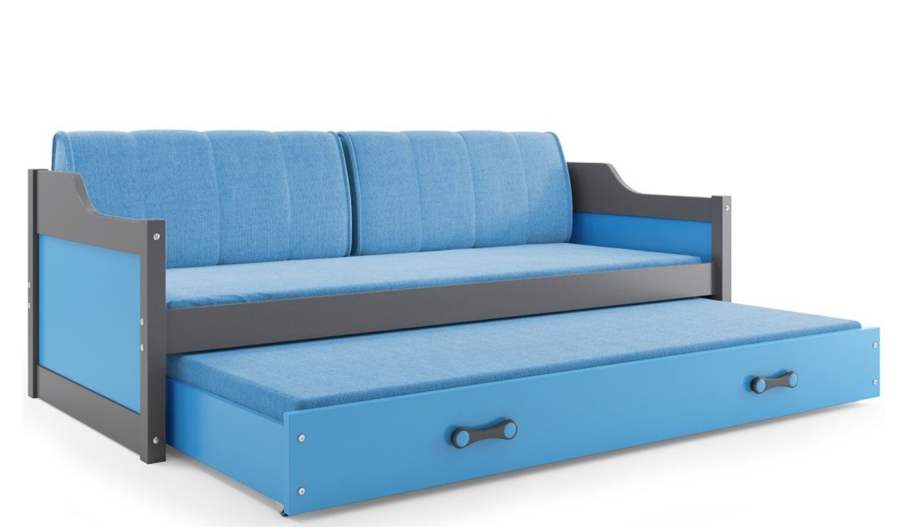 BMS Dětská postel s přistýlkou DAWID | šedá 90 x 200 cm Barva: Modrá