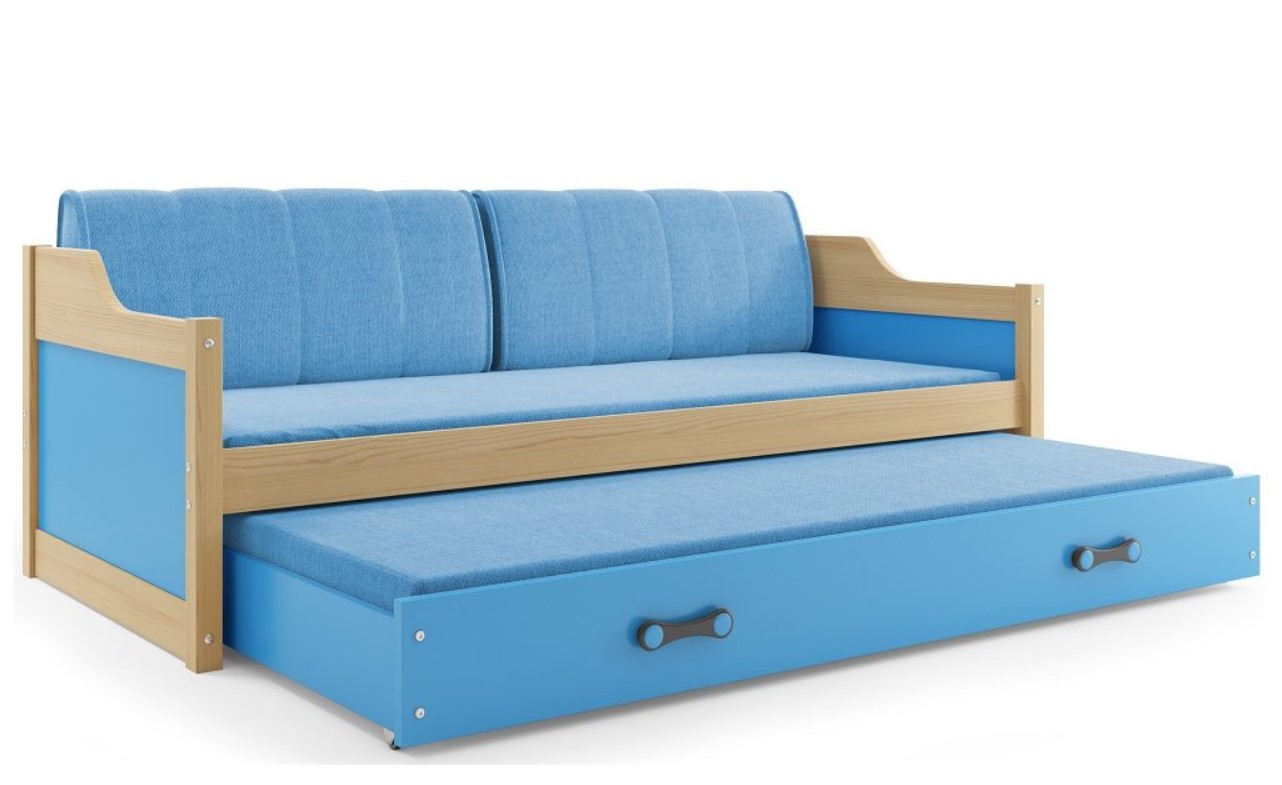 BMS Dětská postel s přistýlkou DAWID | borovice 90 x 200 cm Barva: Modrá