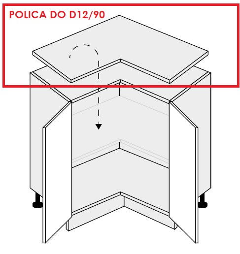 ArtExt Kuchyňská skříňka spodní, D12 / 90 Forli Provedení: Police do D12/90