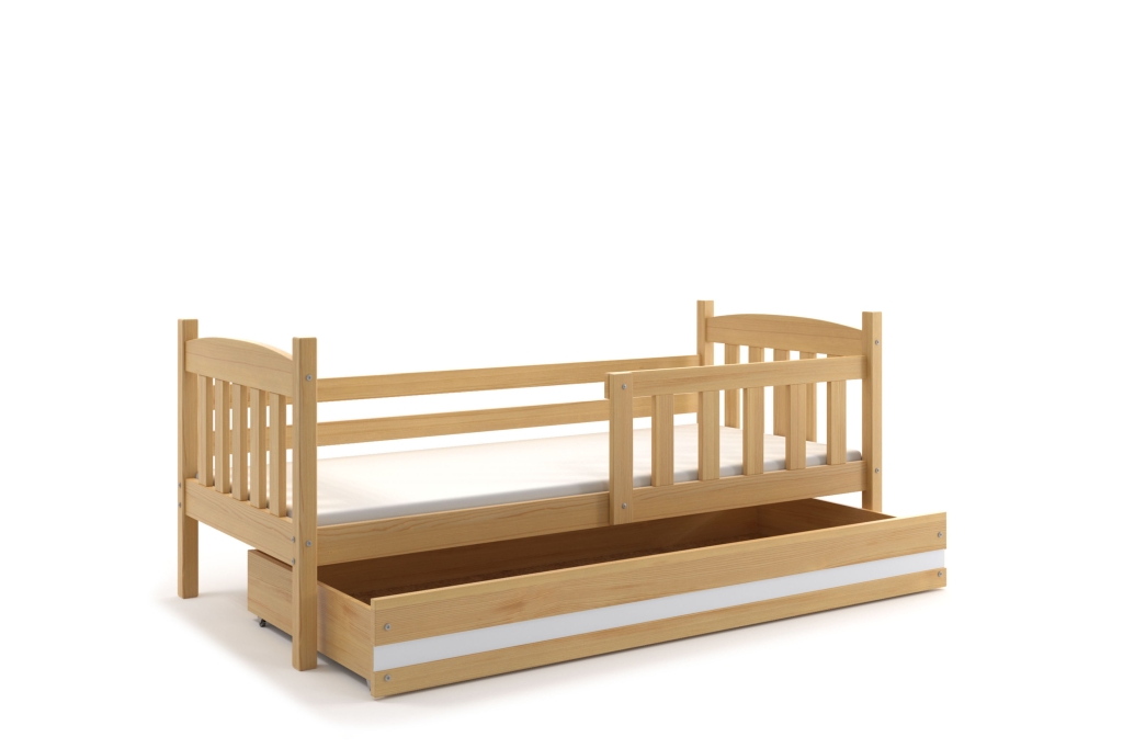 BMS Dětská postel KUBUŠ 1 s úložným prostorem | borovice Barva: Borovice / bílá, Rozměr: 190 x 80 cm