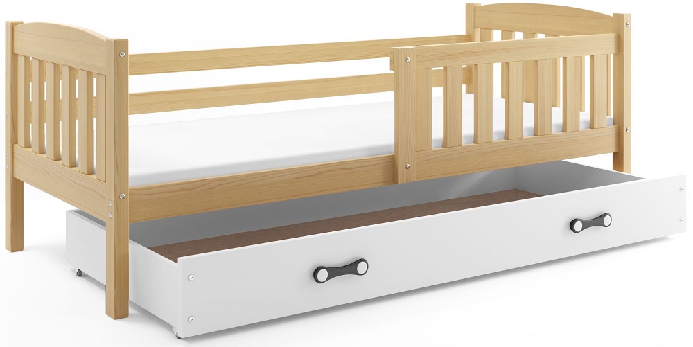BMS Dětská postel KUBUŠ 1 s úložným prostorem | borovice Barva: Borovice / bílá, Rozměr: 200 x 90 cm