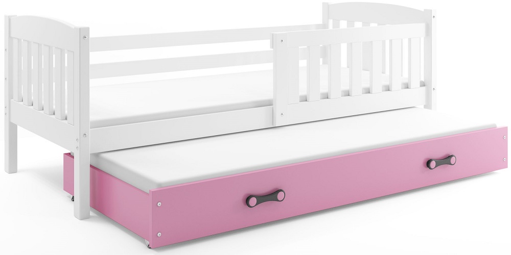 BMS Dětská postel KUBUŠ 2 s přistýlkou | bílá Barva: bílá / růžová, Rozměr: 200 x 90 cm