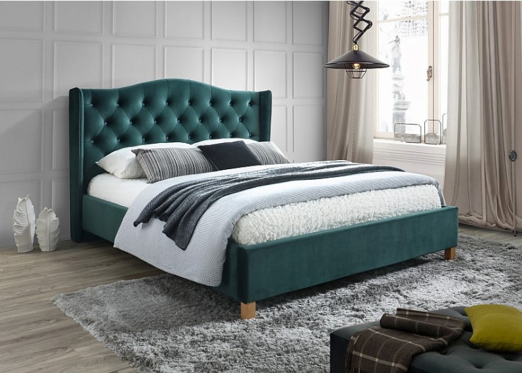 Levně Signal Manželská postel ASPEN Velvet | 180 x 200 cm SIGNAL - ložnicový nábytek: Zelená / Bluvel 78