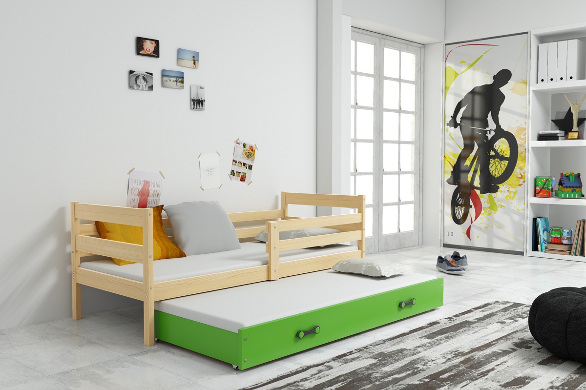 Levně BMS Dětská postel s přistýlkou Eryk 2 | borovice Barva: Borovice / zelená, Rozměr: 200 x 90 cm