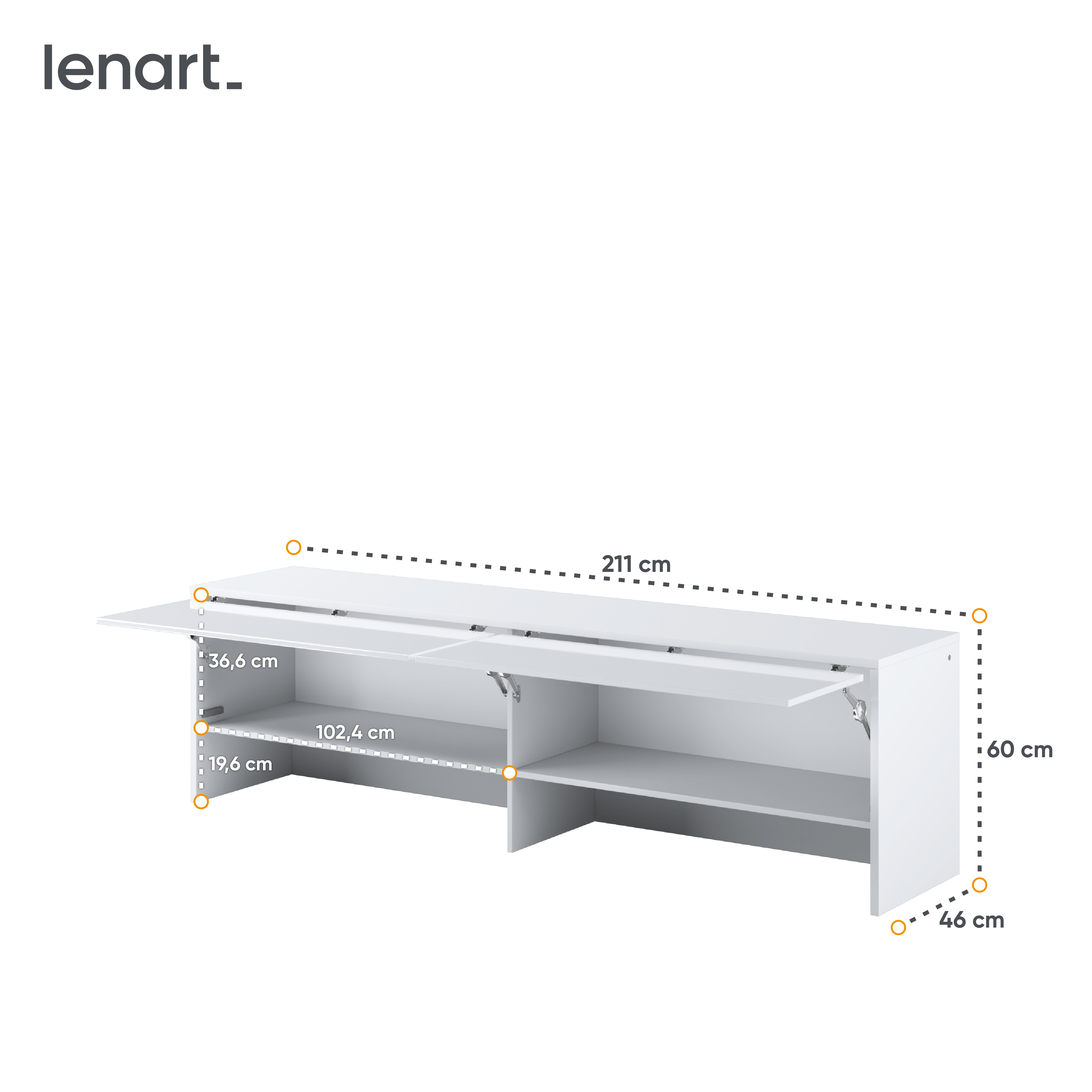 Levně Dig-net nábytek Nástavec pro sklápěcí postel Lenart BED CONCEPT BC-09p | bílý lesk