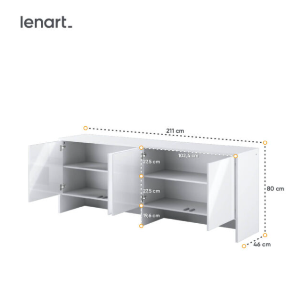 Levně Dig-net nábytek Nástavec pro sklápěcí postel Lenart BED CONCEPT BC-10p | bílý lesk