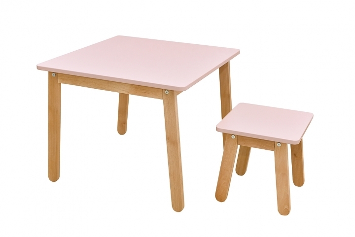 Levně ArtBel Dětský set stůl & židle WOODY Barva: Růžová
