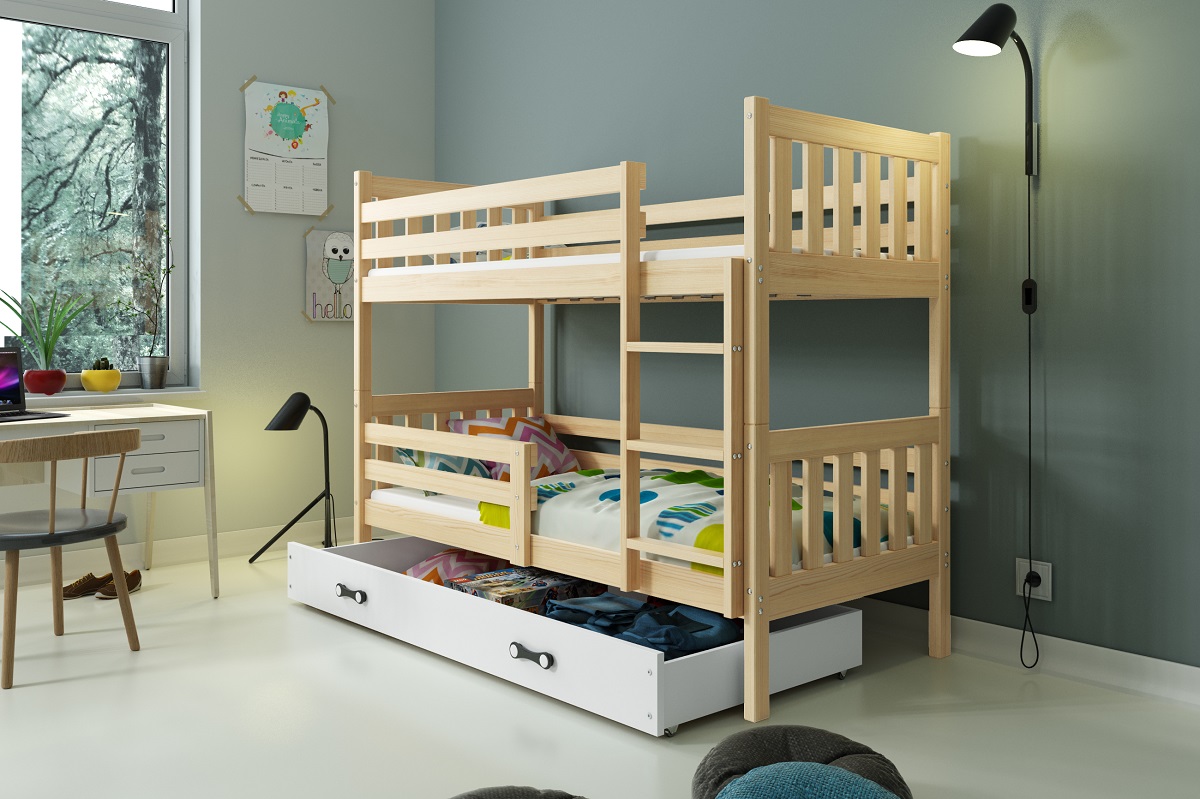 Levně BMS Patrová dětská postel CARINO | 80 x 190 cm Barva: Borovice / bílá