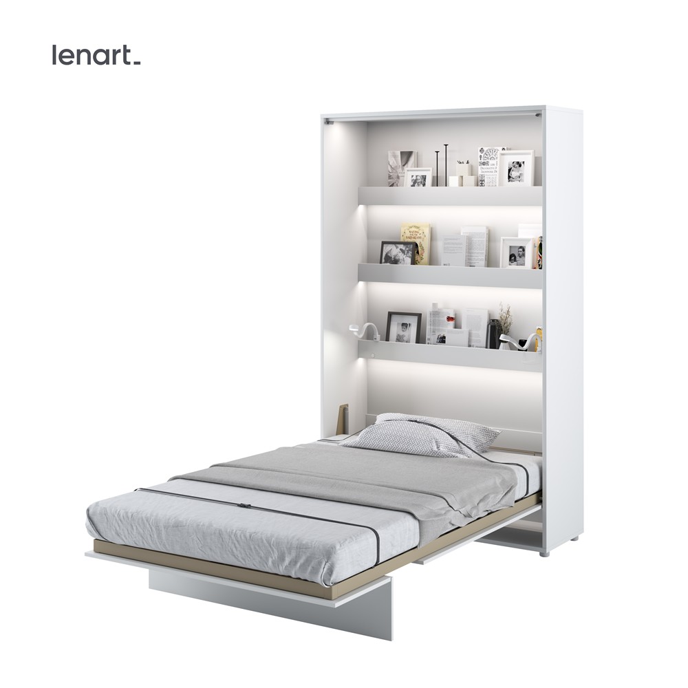 Levně Dig-net nábytek Sklápěcí postel Lenart BED CONCEPT BC-02p | bílý lesk 120 x 200 cm