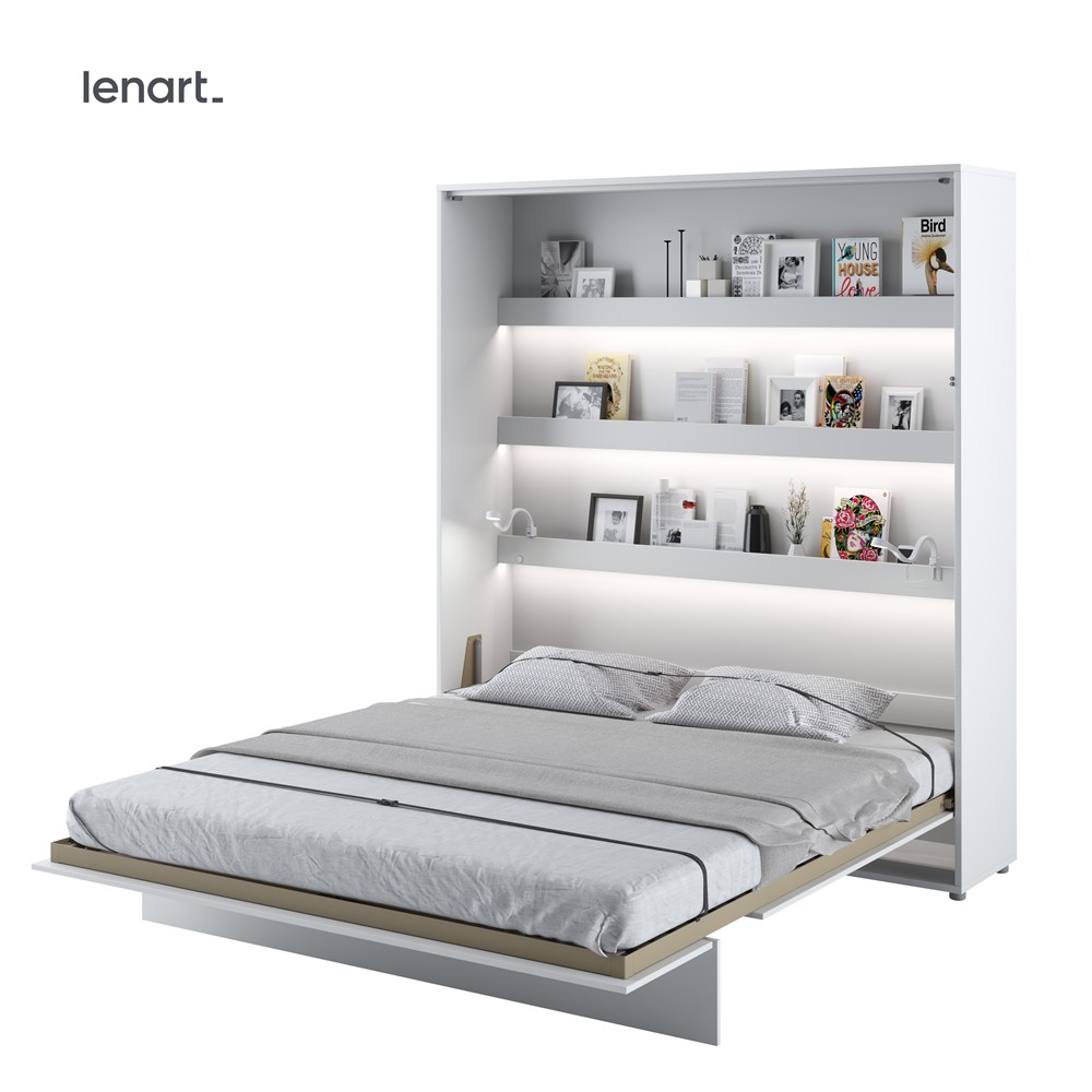 Levně Dig-net nábytek Sklápěcí postel Lenart BED CONCEPT BC-13p | bílý lesk 180 x 200 cm