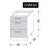 Kuchyňská spodní skříňka D3M 60 rozměry