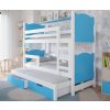 patrová postel letice s přistýlkou ​​bílá modra v dětském pokoji