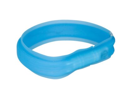 USB svítící obojek PLOCHÝ, modrý (RP 2,10 Kč) (Velikost M-L: 50 cm/30 mm)