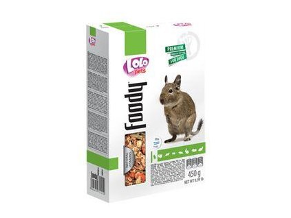 LOLO BASIC kompletní krmivo pro osmáky degu 450 g krabička