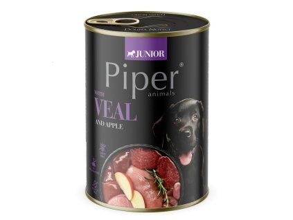 PIPER JUNIOR s telecím a jablky, konzerva pro šten