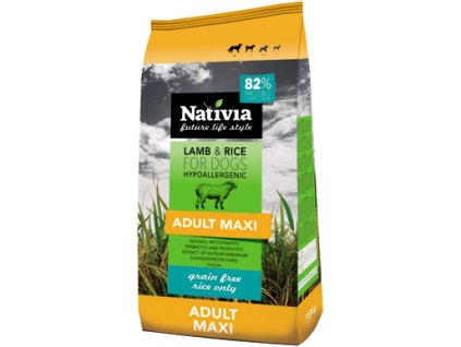 nativia adult maxi lamb and rice 15kg