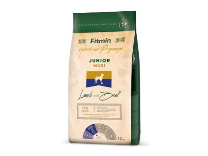 fitmin dog maxi junior lamb beef 12 kg h M