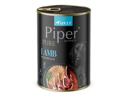 NEW PIPER PURE čisté jehněčí a špenát, konzerva pro psy 400 g