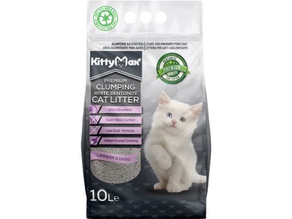 KITTYMAX hrudkující, bezprašný bílý bentonit LAVENDER  10 l