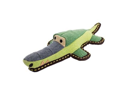 Krokodýl jutový 30 cm, robustní aport pro psy, HIPHOP DOG, zelená/šedá
