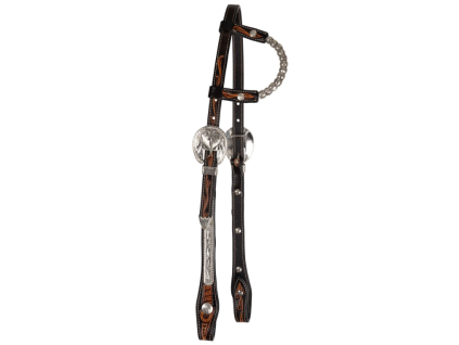 schneiders one ear silver wave two tone show headstall full size 1