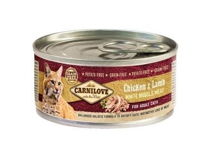 64035 carnilove white konz mus meat chicken lamb cats 100g