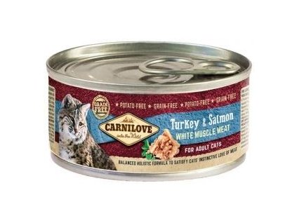 64056 carnilove white konz mus meat turkey salmon cats 100g