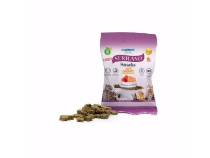 74832 serrano snack for cat salmon tuna antihairball 50g