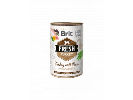 75462 brit fresh dog konz turkey with peas 400g