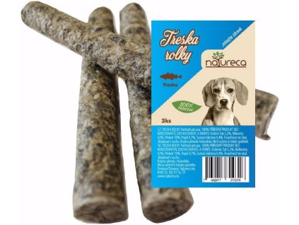 75513 natureca pochoutka rolky z tresky 3ks 75g