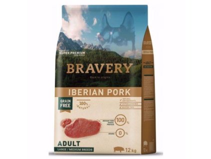 76713 bravery dog adult large medium grain free iberian pork 12kg