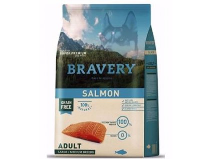76716 bravery dog adult large medium grain free salmon 12kg