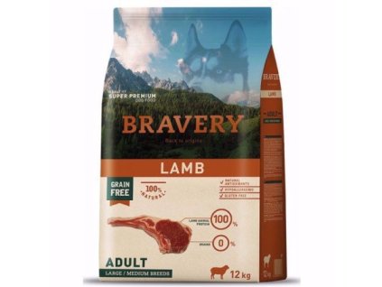 76719 bravery dog adult large medium grain free lamb 12kg