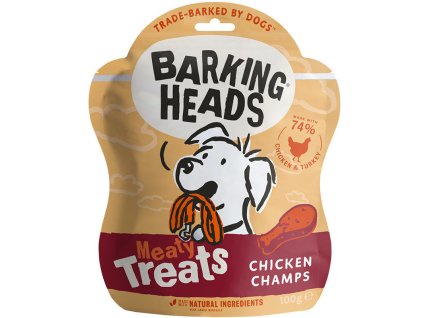 79353 barking heads meaty treats chicken champs 100g