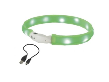 82371 nobby led plochy svitici obojek pro psy zeleny l 70cm